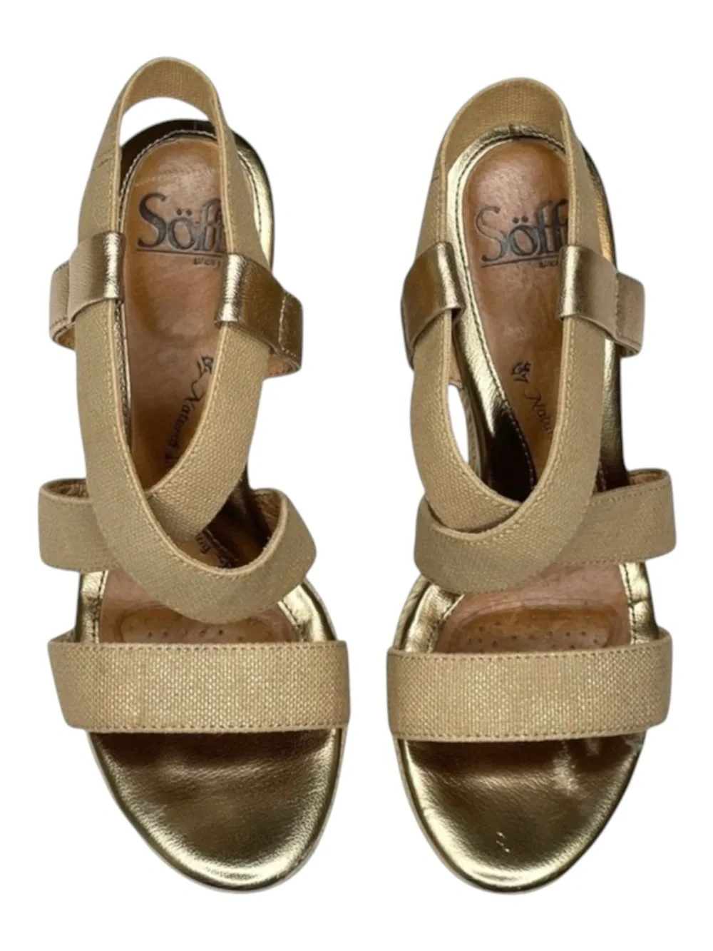 Sofft  Perla Wedge Slingbacks Espadrilles Sandals  Truffle Metallic Gold  6.5